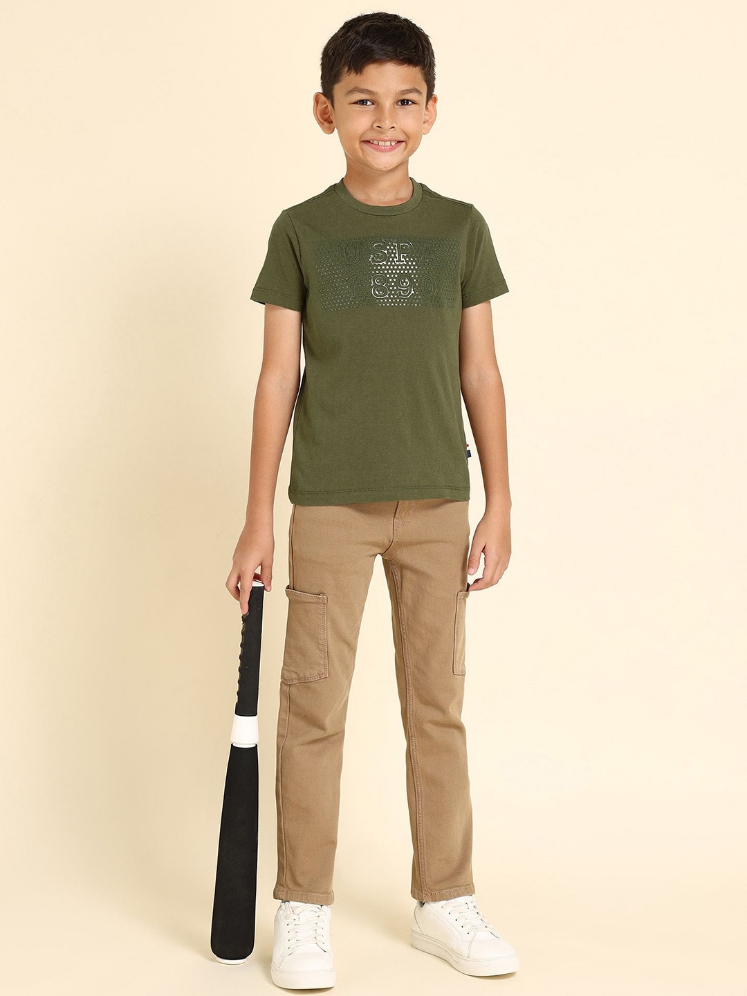 

U.S. Polo Assn. Kids Boys Embellished Cotton T-shirt, Green