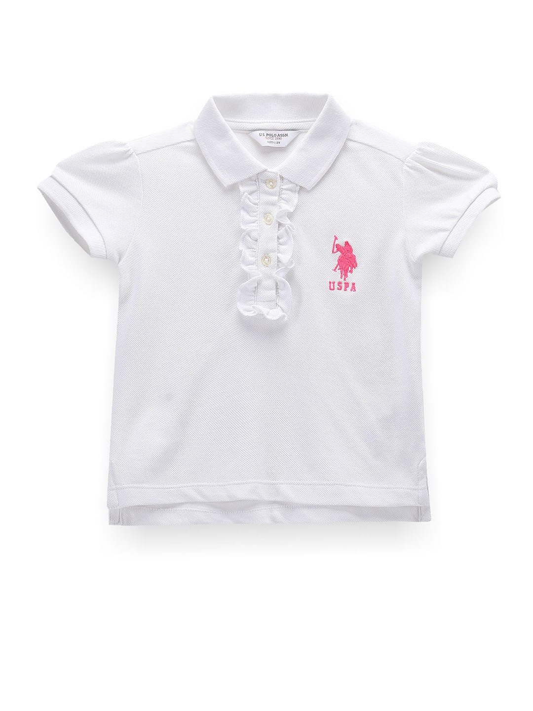 

U.S. Polo Assn. Kids Girls Polo Collar Cotton T-shirt, White