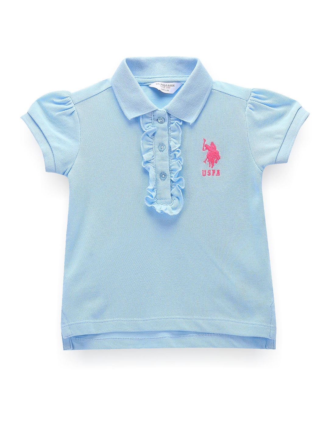 

U.S. Polo Assn. Kids Girls Polo Collar Cotton T-shirt, Blue