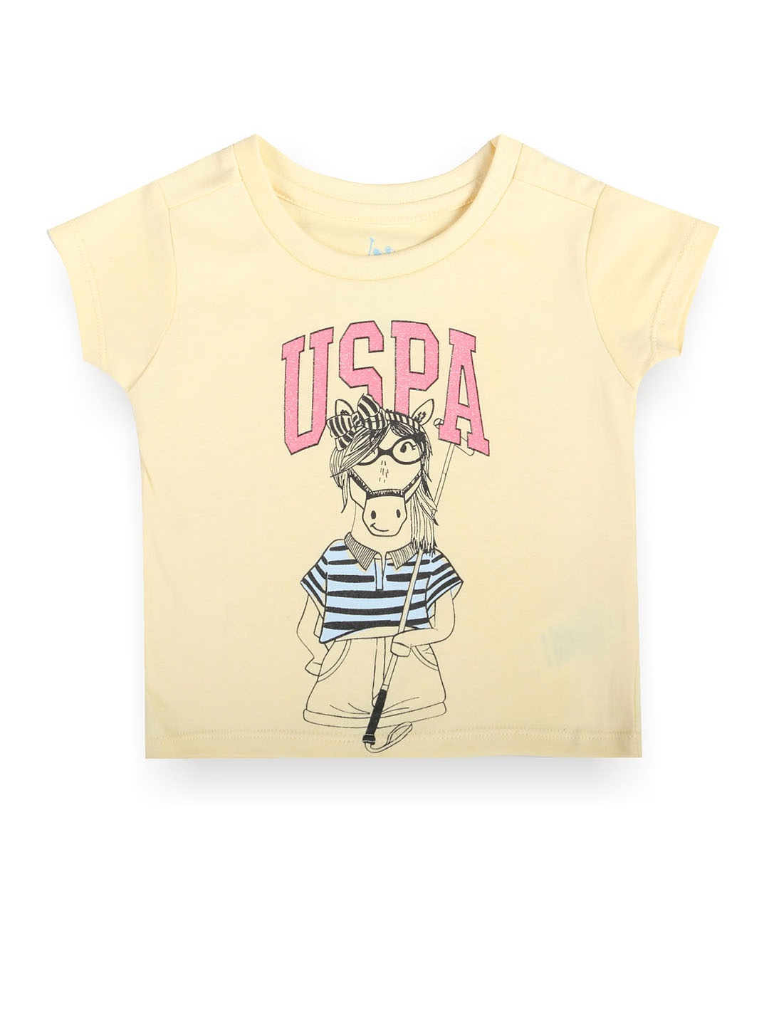 

U.S. Polo Assn. Kids Girls Printed Cotton T-shirt, Yellow