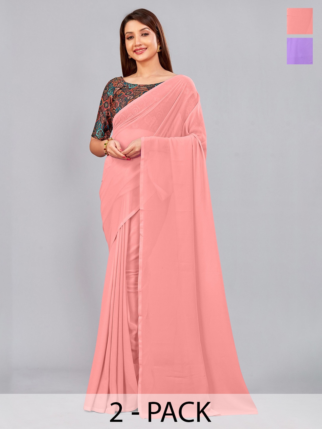 

CastilloFab Pure Georgette Saree, Lavender