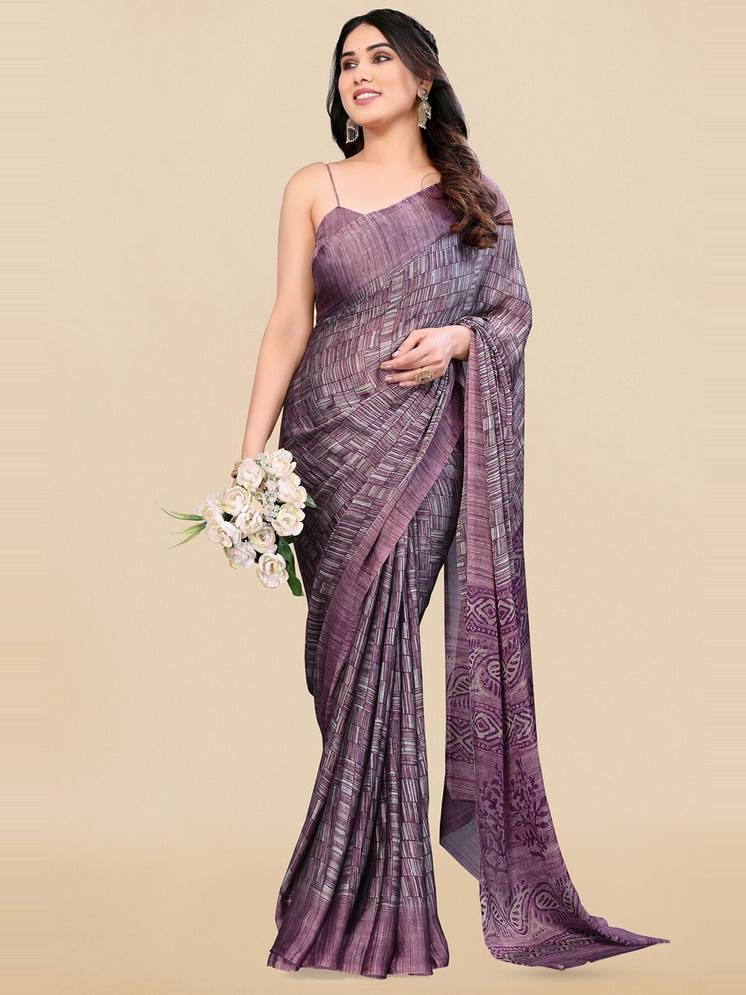 

KALINI Abstract Printed Saree, Purple