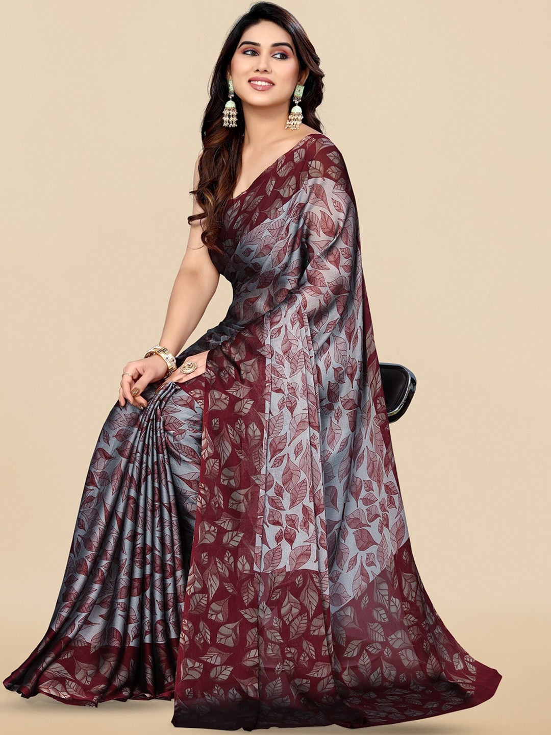 

KALINI Floral Printed Saree, Grey