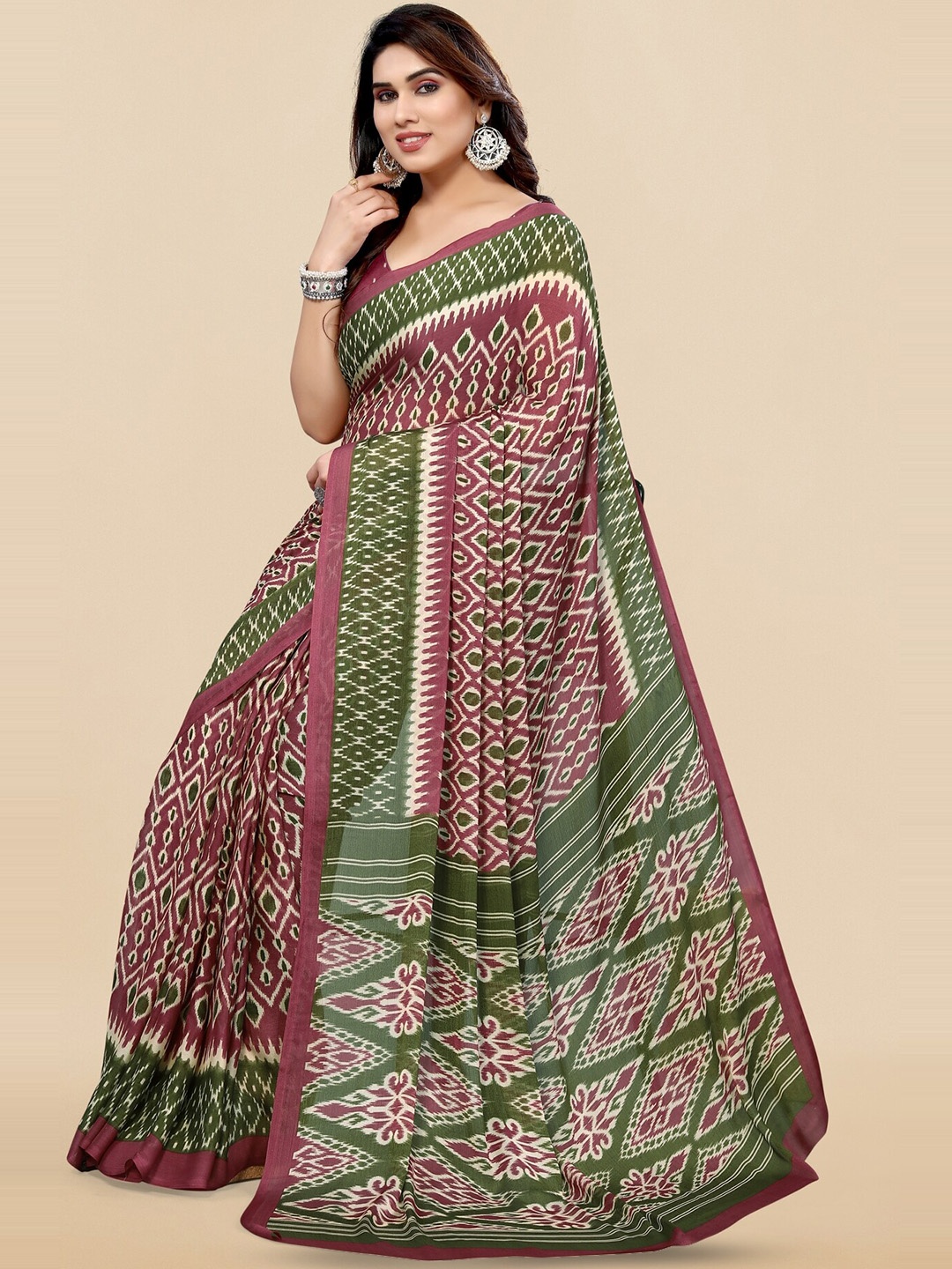 

KALINI Ethnic Motifs Printed Saree, Pink
