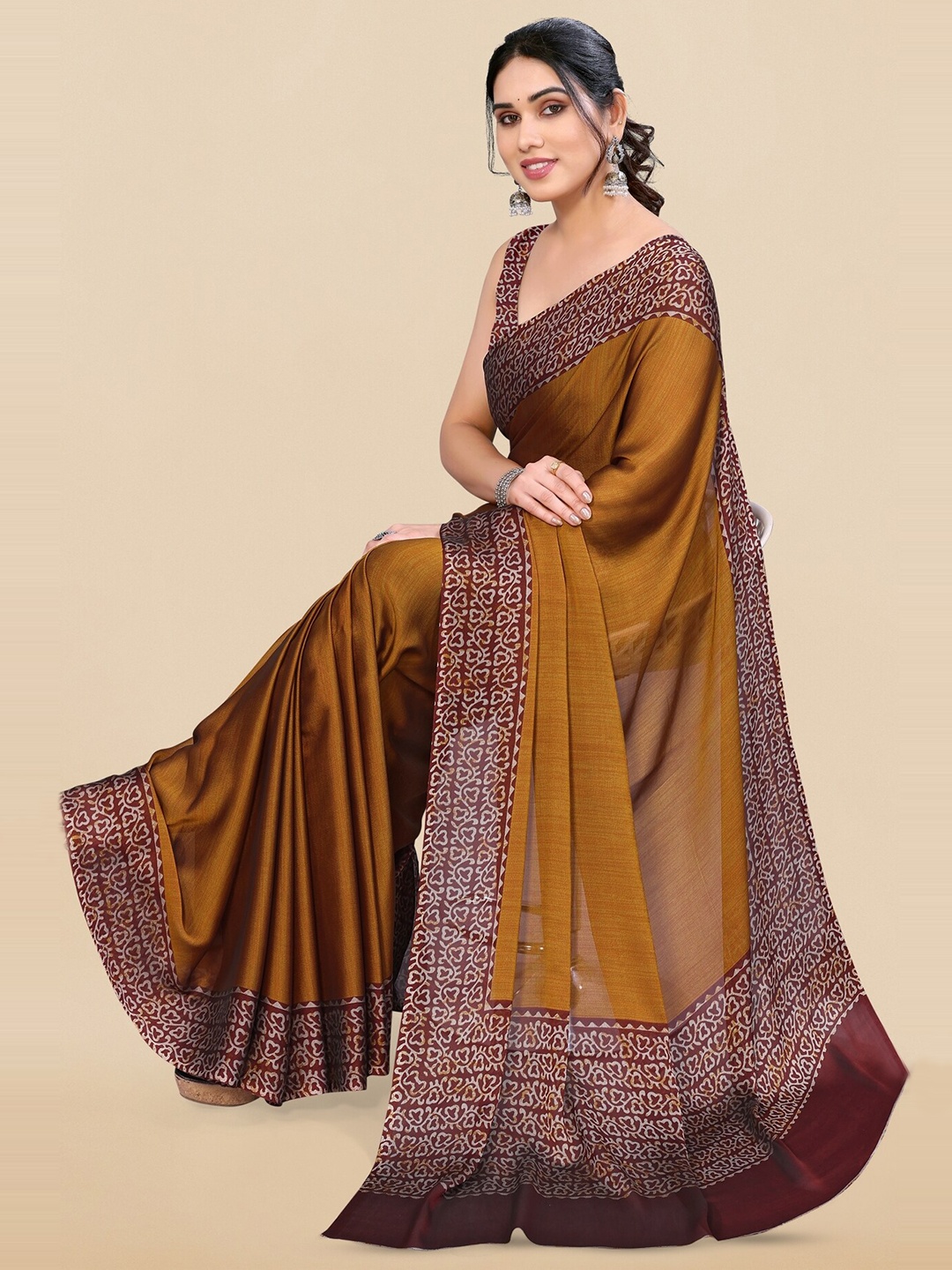 

KALINI Batik Printed Saree, Mustard