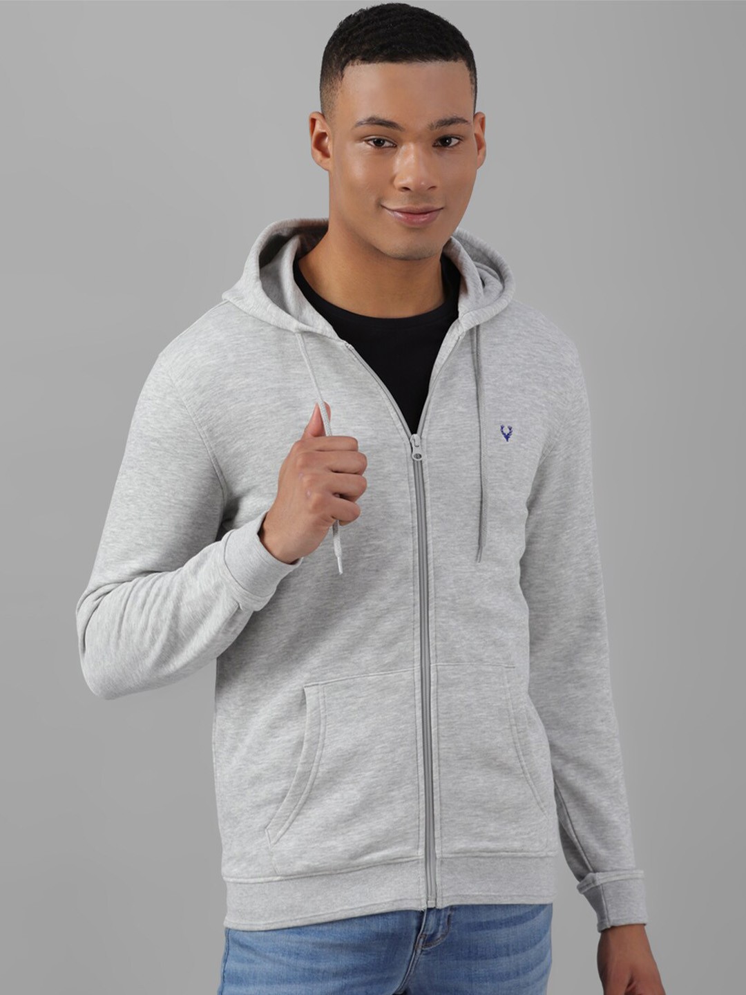 

Allen Solly Long Sleeves Hooded Pure Cotton Sweatshirt, Grey