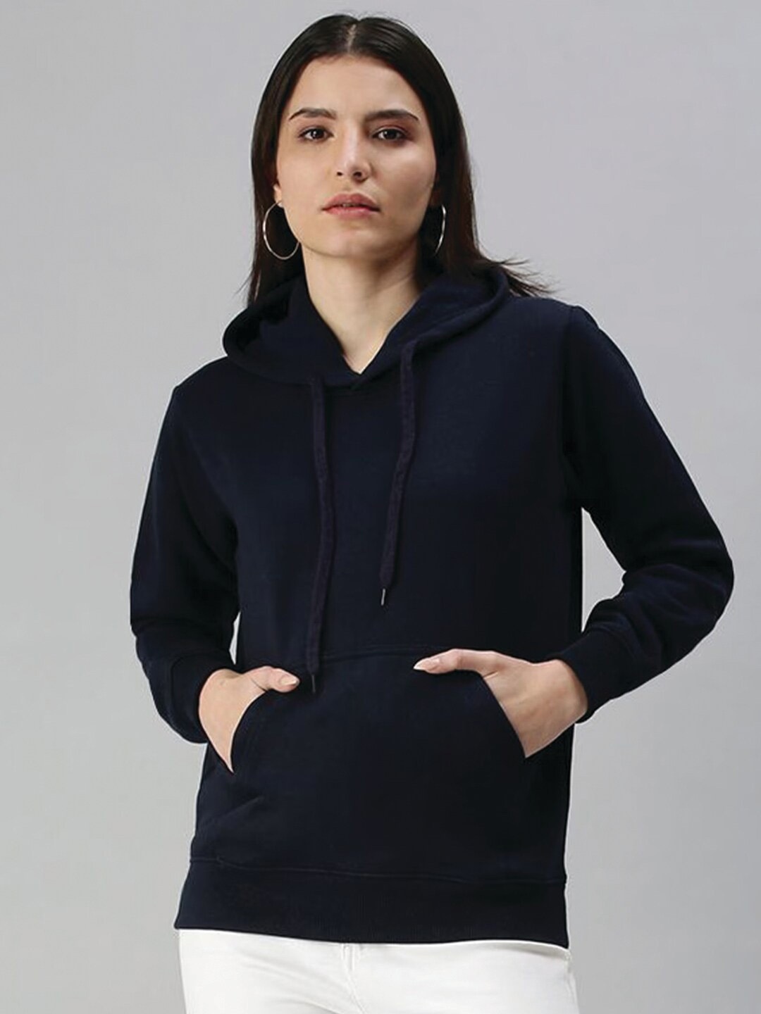 

Crazymonk Cotton Hooded Sweatshirt, Navy blue