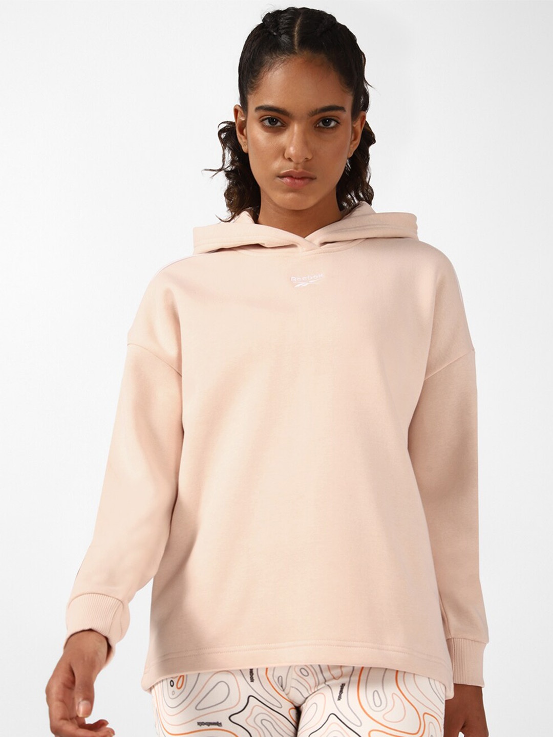 

Reebok Rie Relaxed Fit Hooded Fleece Sweatshirt, Pink