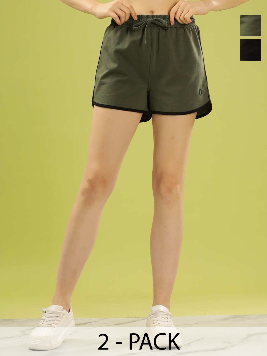 

Dollar Pack of 2 Cotton Sports Shorts, Olive