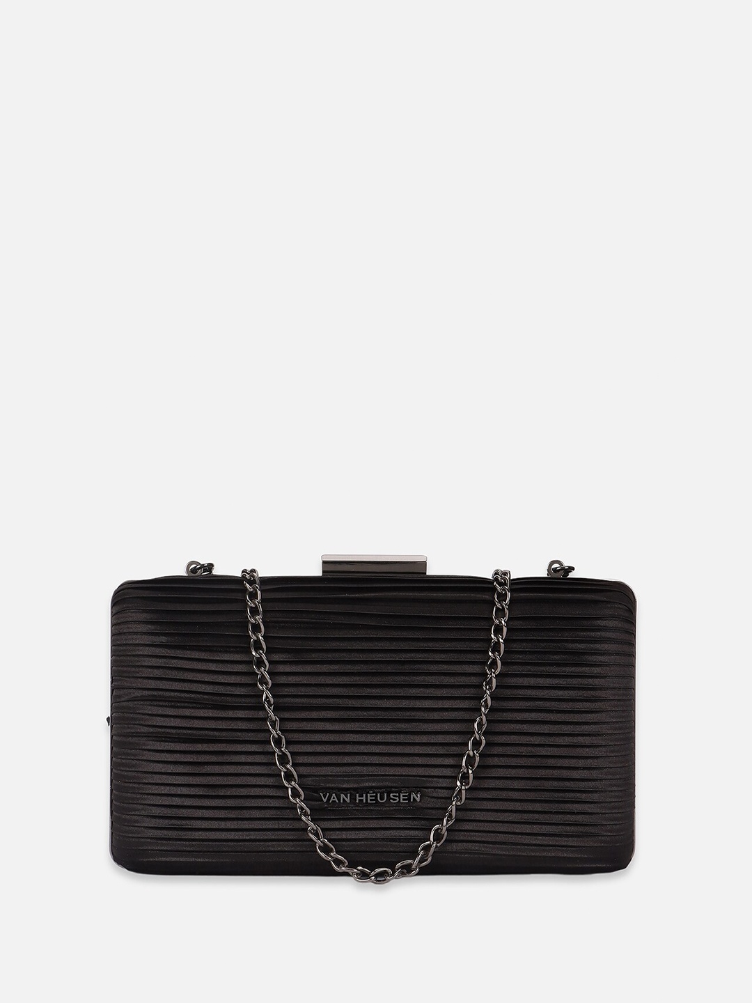 

Van Heusen Striped Textured Swagger Sling Bag, Black