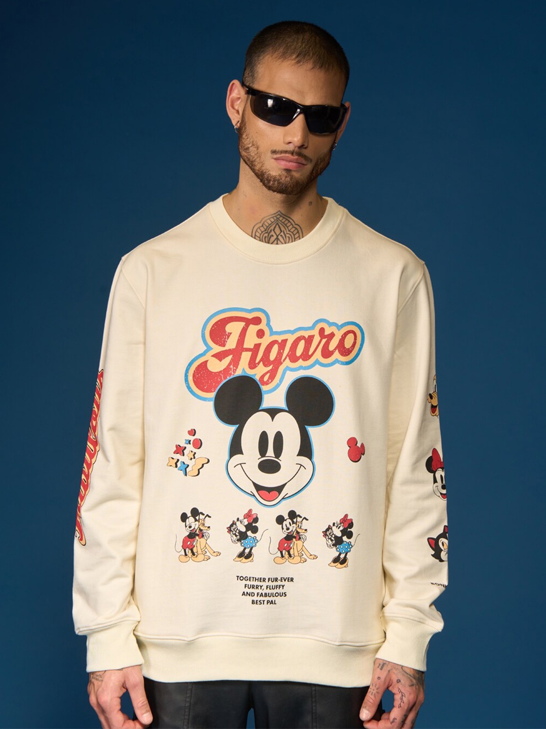 

Bonkers Corner Graphic Printed Round Neck Long Sleeves Pullover Sweatshirt, Beige