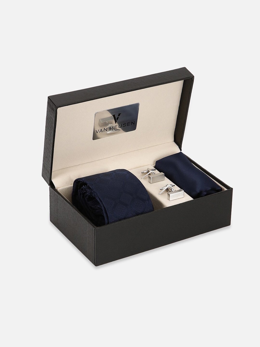 

Van Heusen Men Tie Pocket Square And Cufflink Accessory Gift Set, Navy blue