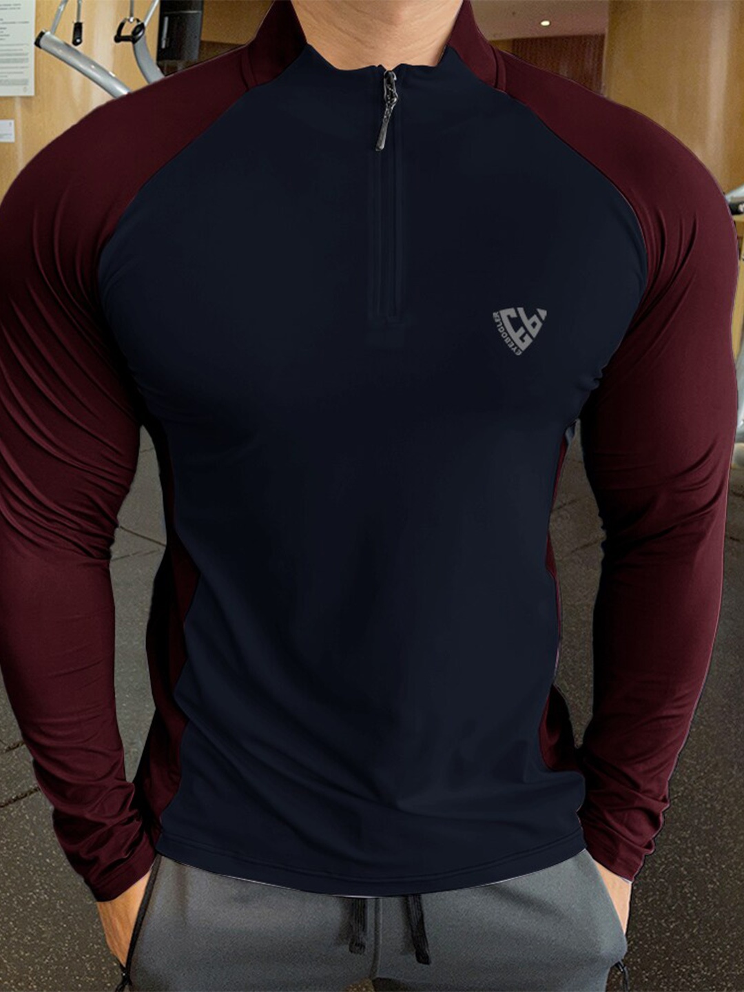 

Eyebogler Colourblocked Slim Fit Raglan Sleeves T-shirt, Maroon