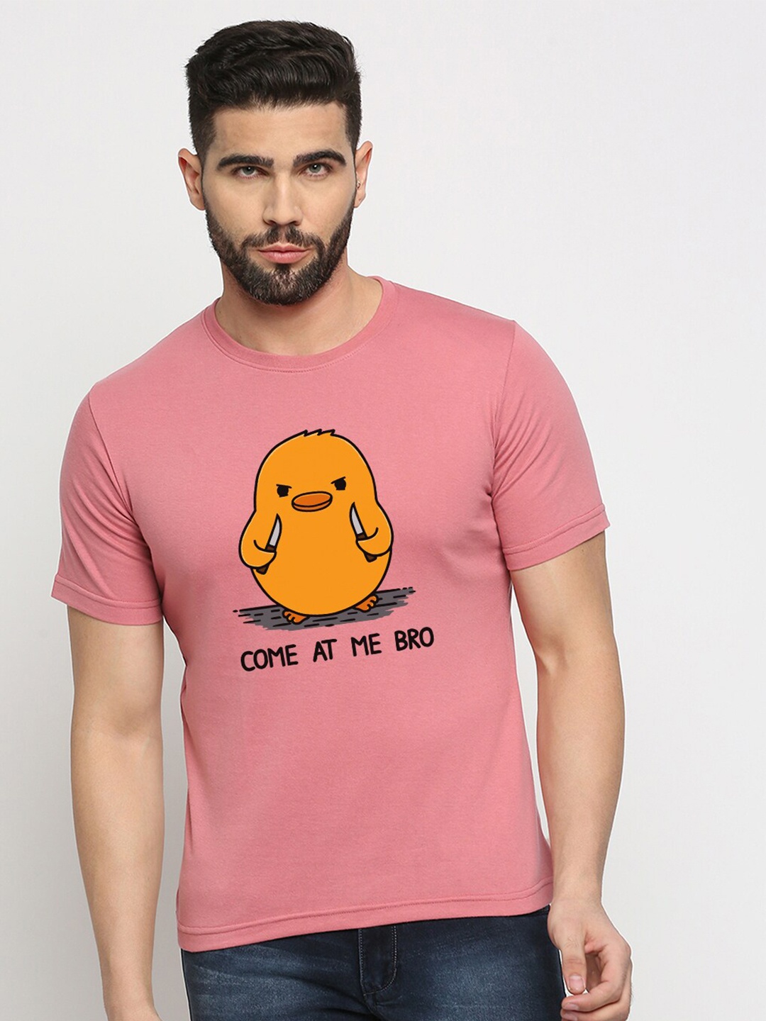 

MOD ECRU Unisex Graphic Printed Round Neck Cotton Regular T-shirt, Pink