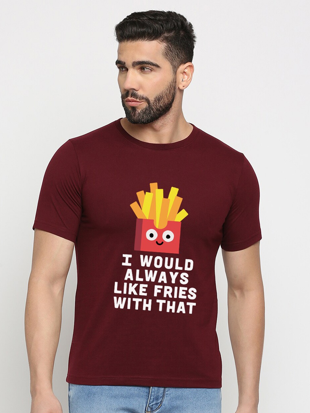 

MOD ECRU Unisex Round Neck Typography Printed Cotton Regular T-shirt, Maroon