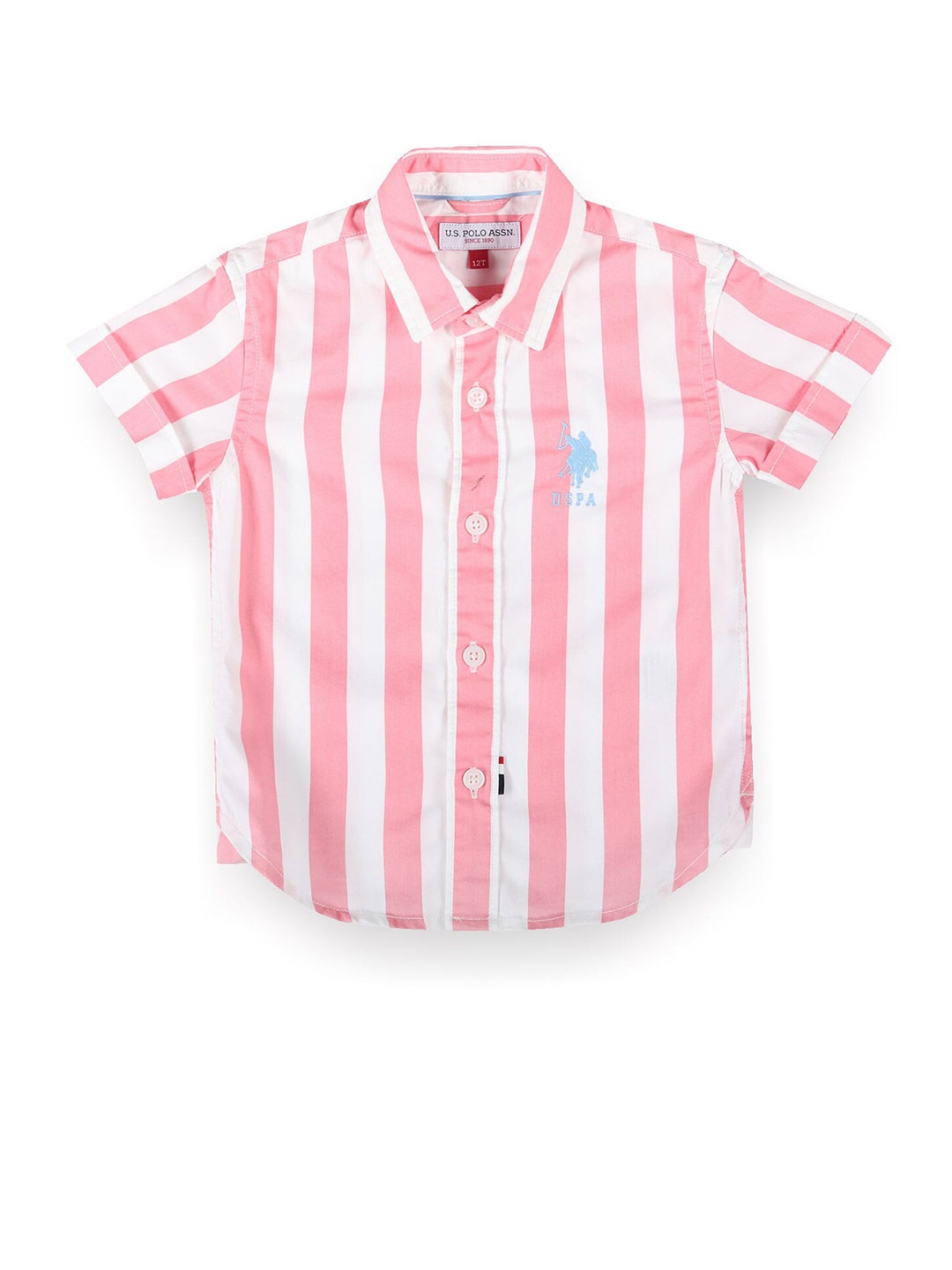 

U.S. Polo Assn. Kids Boys Classic Vertical Stripes Casual Cotton Shirt, Pink