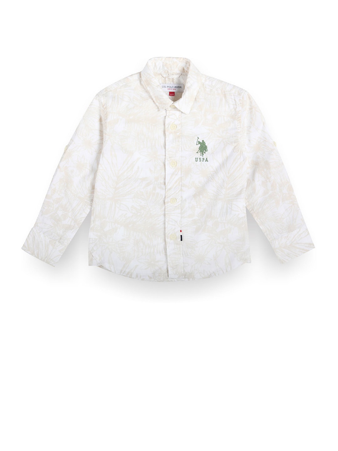 

U.S. Polo Assn. Kids Boys Classic Floral Printed Casual Cotton Shirt, Beige