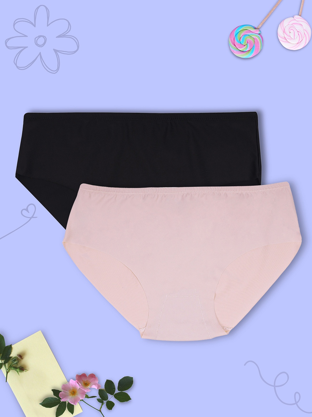 

DChica Girls Pack Of 2 Assorted Mid-Rise Hipster Briefs