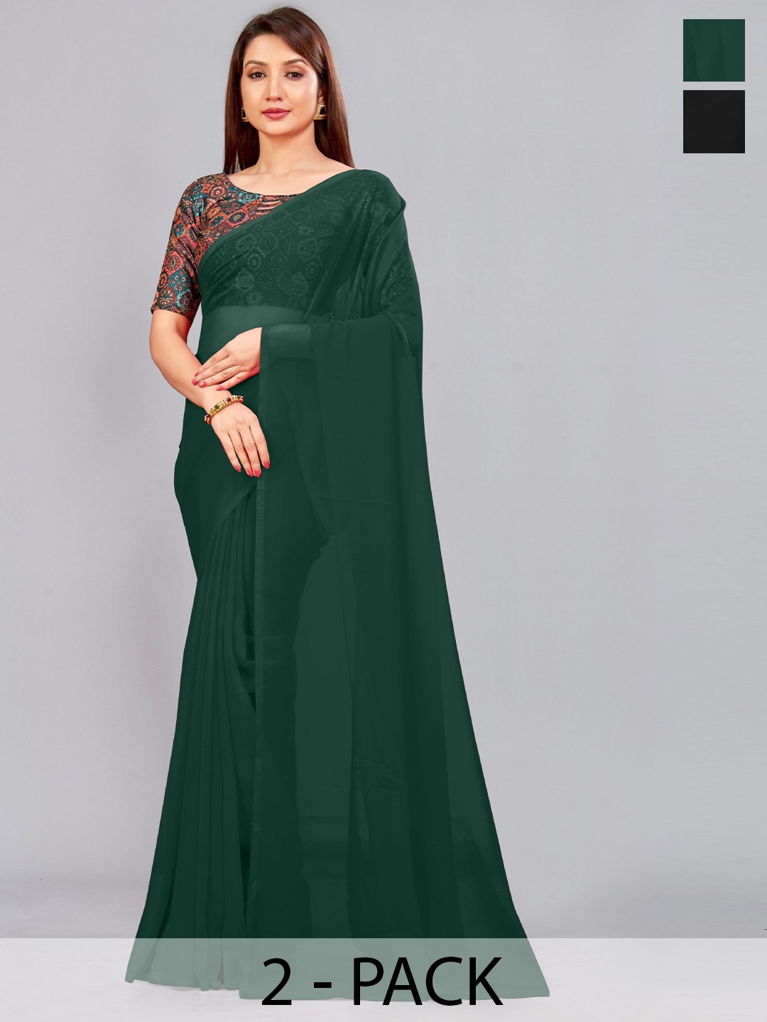 

CastilloFab Pure Georgette Saree, Green
