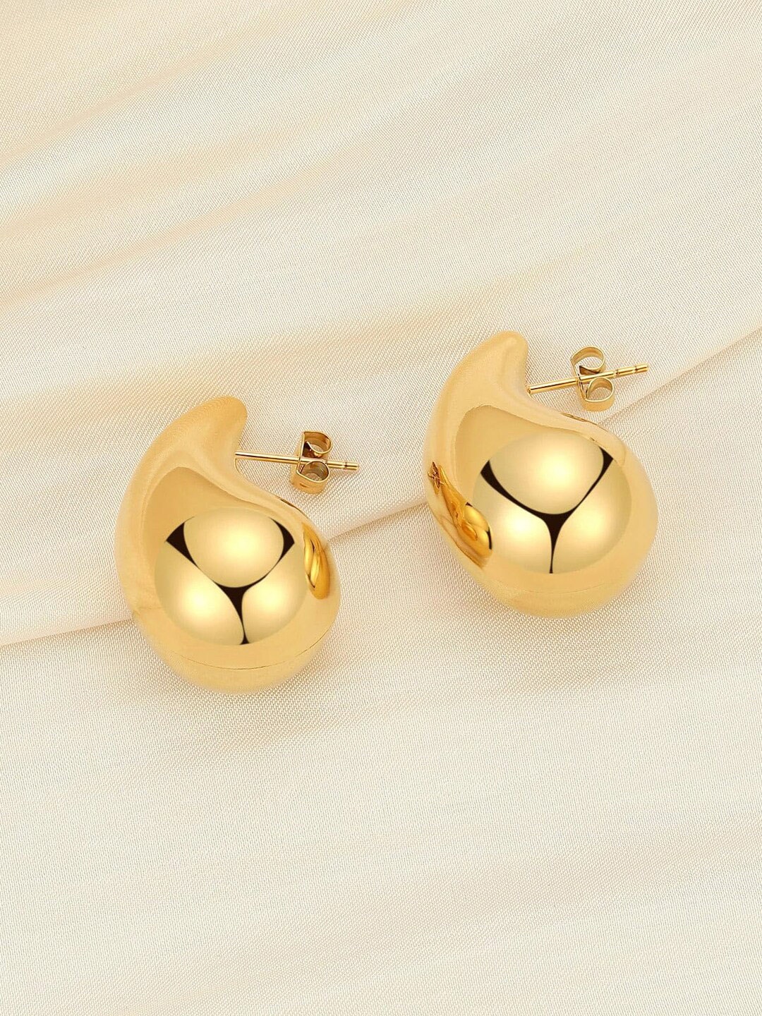 

Krelin Gold-Plated Teardrop Shaped Stainless Steel Studs Earrings