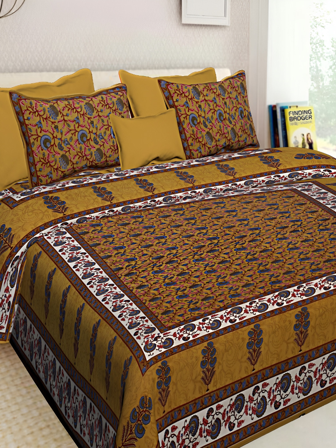 

BOMBAY SPEED Brown Floral 180 TC King Bedsheet with 2 Pillow Covers