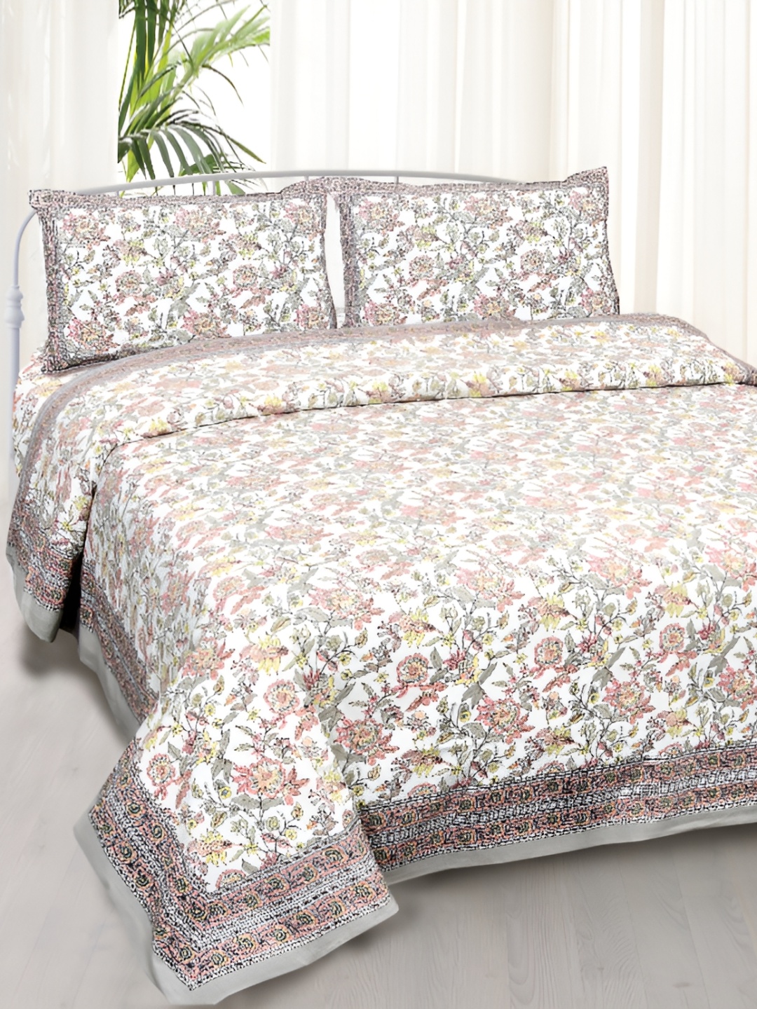 

BOMBAY SPEED Brown Floral 180 TC King Bedsheet with 2 Pillow Covers