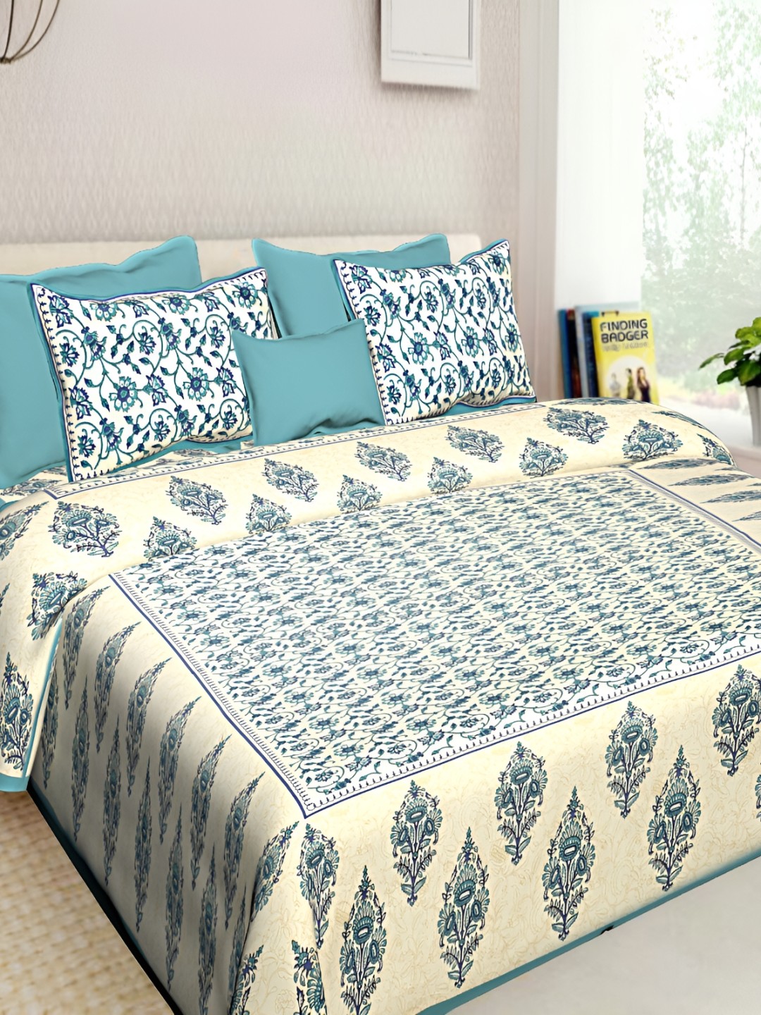 

BOMBAY SPEED Sea Green Floral 180 TC King Bedsheet with 2 Pillow Covers