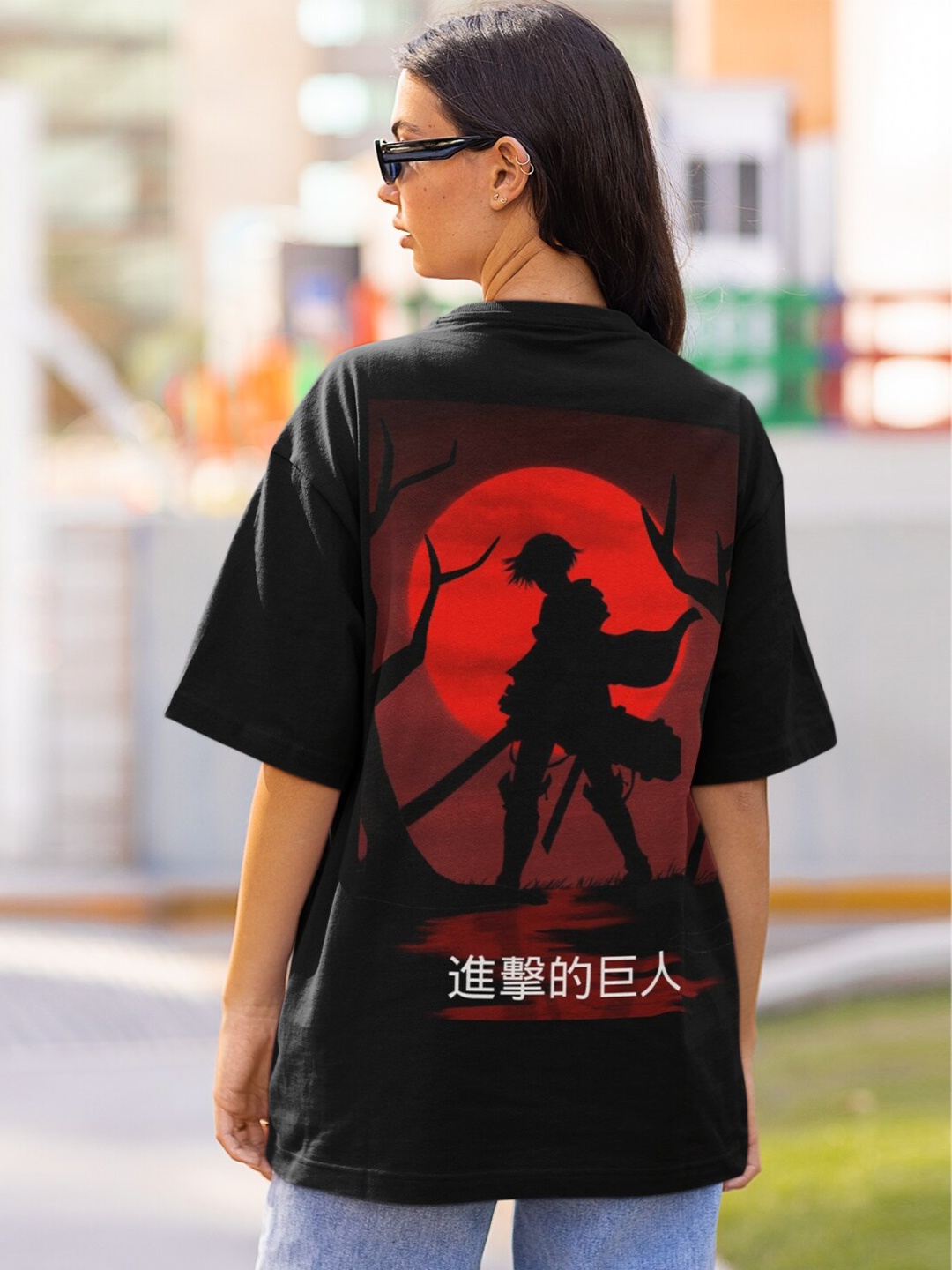 

CAPTCHA Extended Sleeves Anime Printed Cotton Casual T-shirt, Black