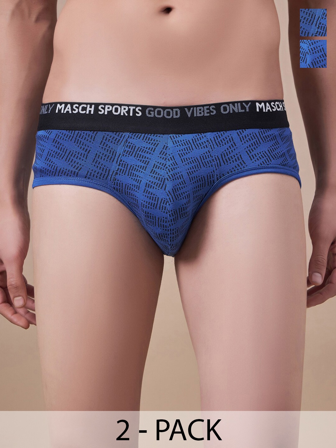 

Masch Sports Pack Of 2 Abstract Printed Anti Microbial Basic Briefs BRF-2-PRT-ET-BLU-BLU, Blue