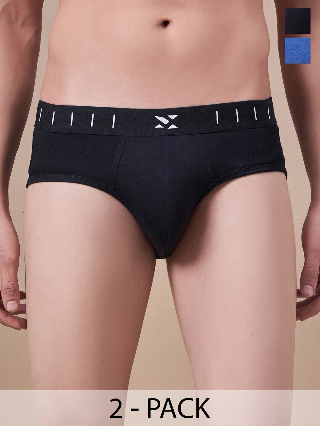 

Masch Sports Pack Of 2 Anti-Microbial Basic Briefs BRF-2-SOL-EI-BLK-BLU, Black