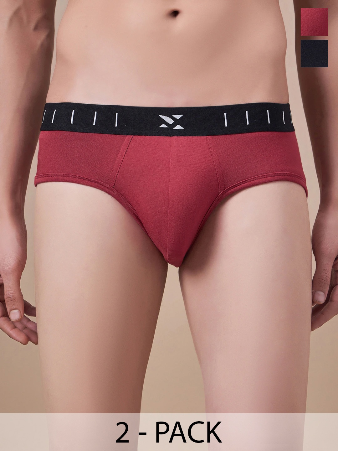 

Masch Sports Pack Of 2 Anti-Microbial Basic Briefs BRF-2-SOL-EI-RED-ET-BLK