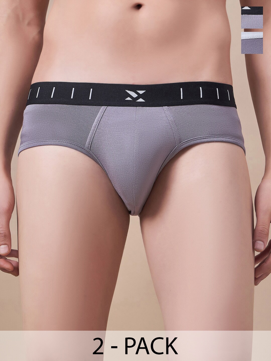 

Masch Sports Pack Of 2 Antimicrobial Basic Briefs BRF-2-SOL-EI-GRY-ET-GRY, Grey
