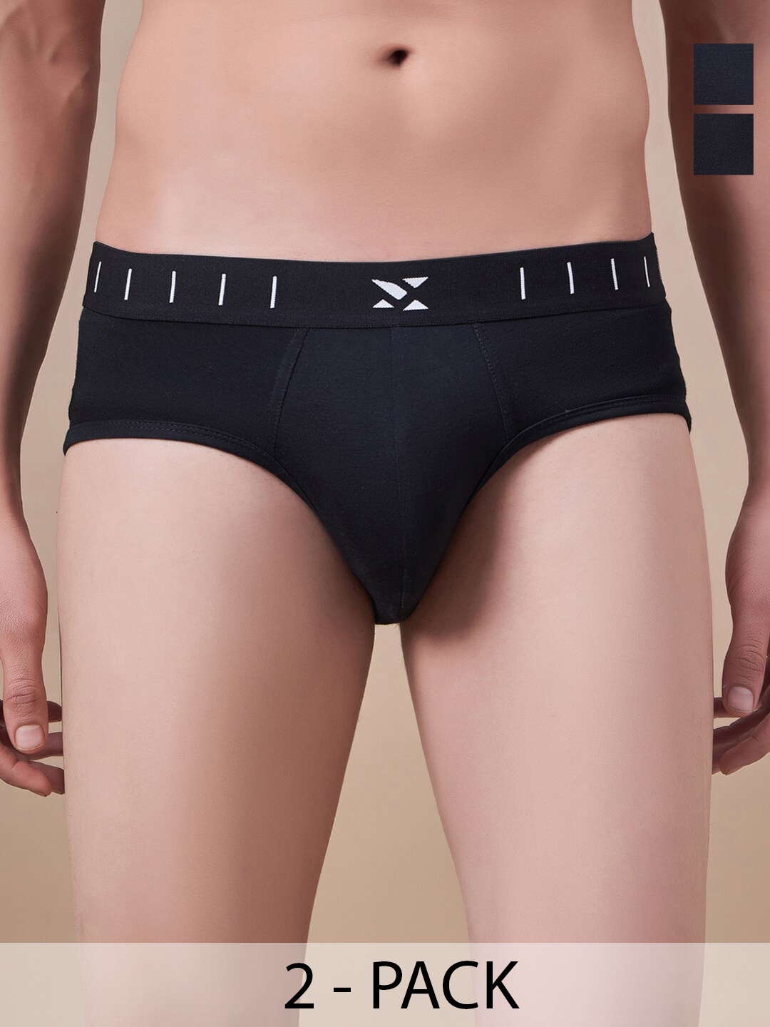 

Masch Sports Pack Of 2 Antimicrobial Basic Briefs BRF-2-SOL-EI-BLK-BLK, Black