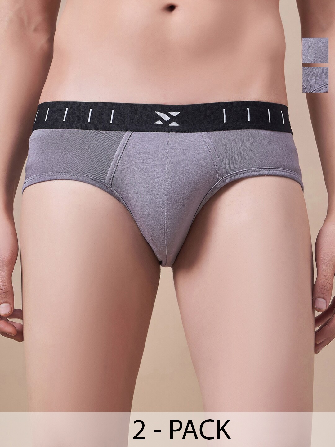 

Masch Sports Pack Of 2 Antimicrobial Basic Briefs BRF-2-SOL-EI-GRY-GRY, Grey