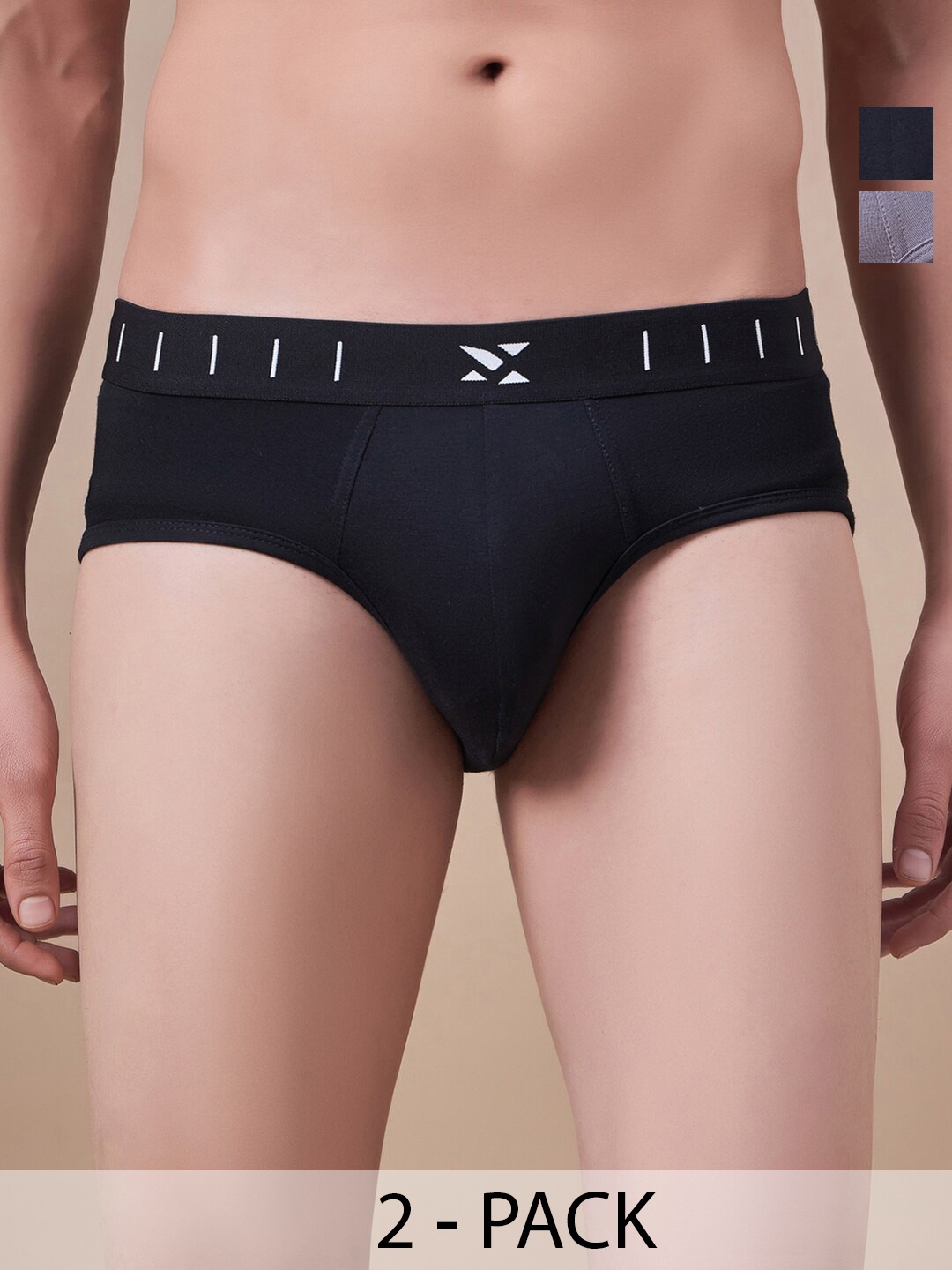 

Masch Sports Pack Of 2 Anti Microbial Basic Briefs BRF-2-SOL-EI-BLK-ET-GRY, Black