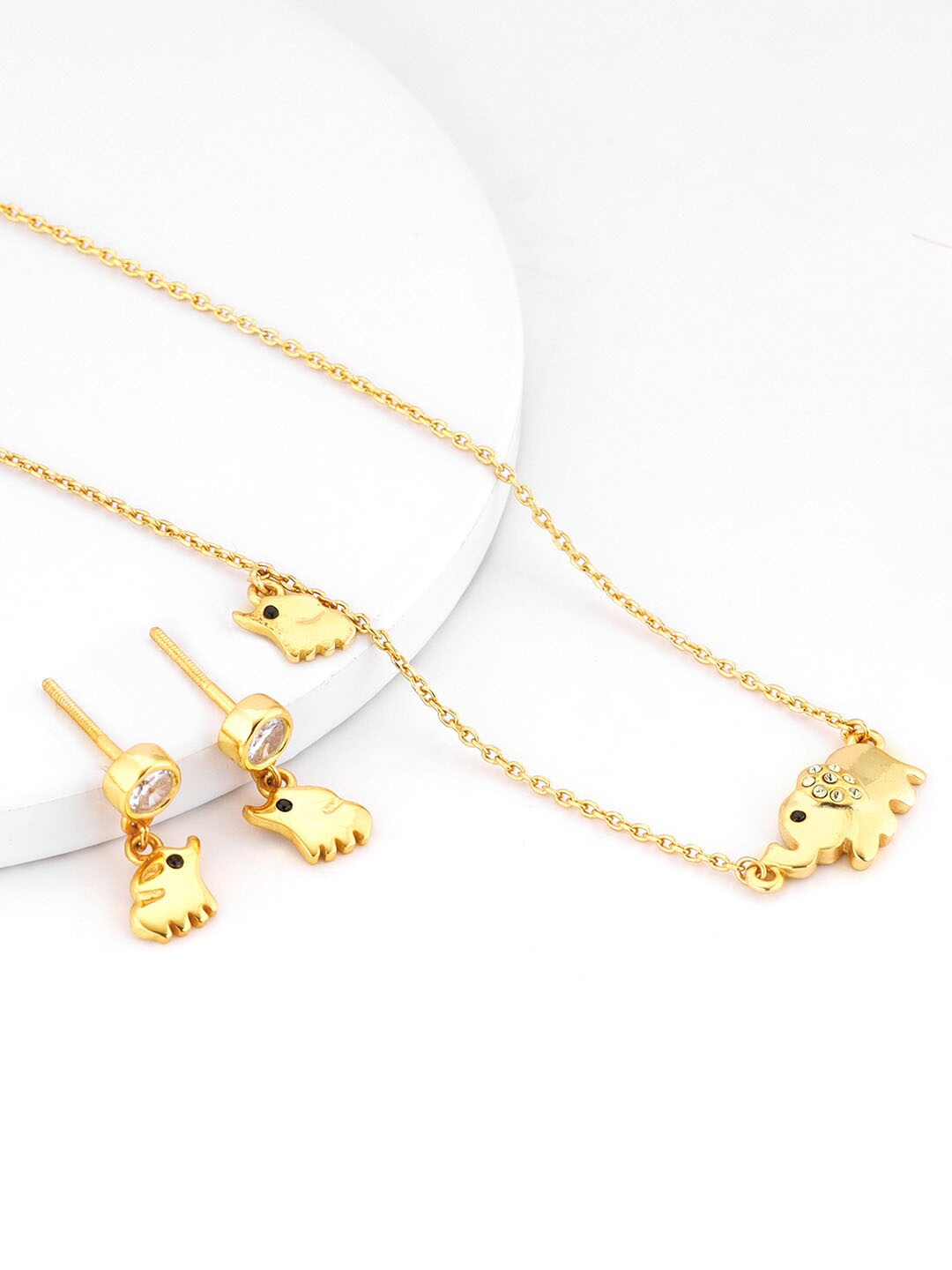 

GIVA 925 Sterling Silver Gold-Plated Stones-Studded Elephant Charm Jewellery Set