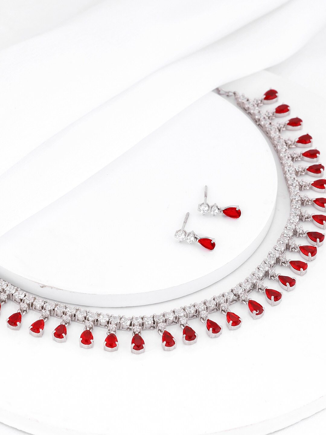 

GIVA 925 Sterling Silver Rhodium-Plated Stones-Studded Jewellery Set