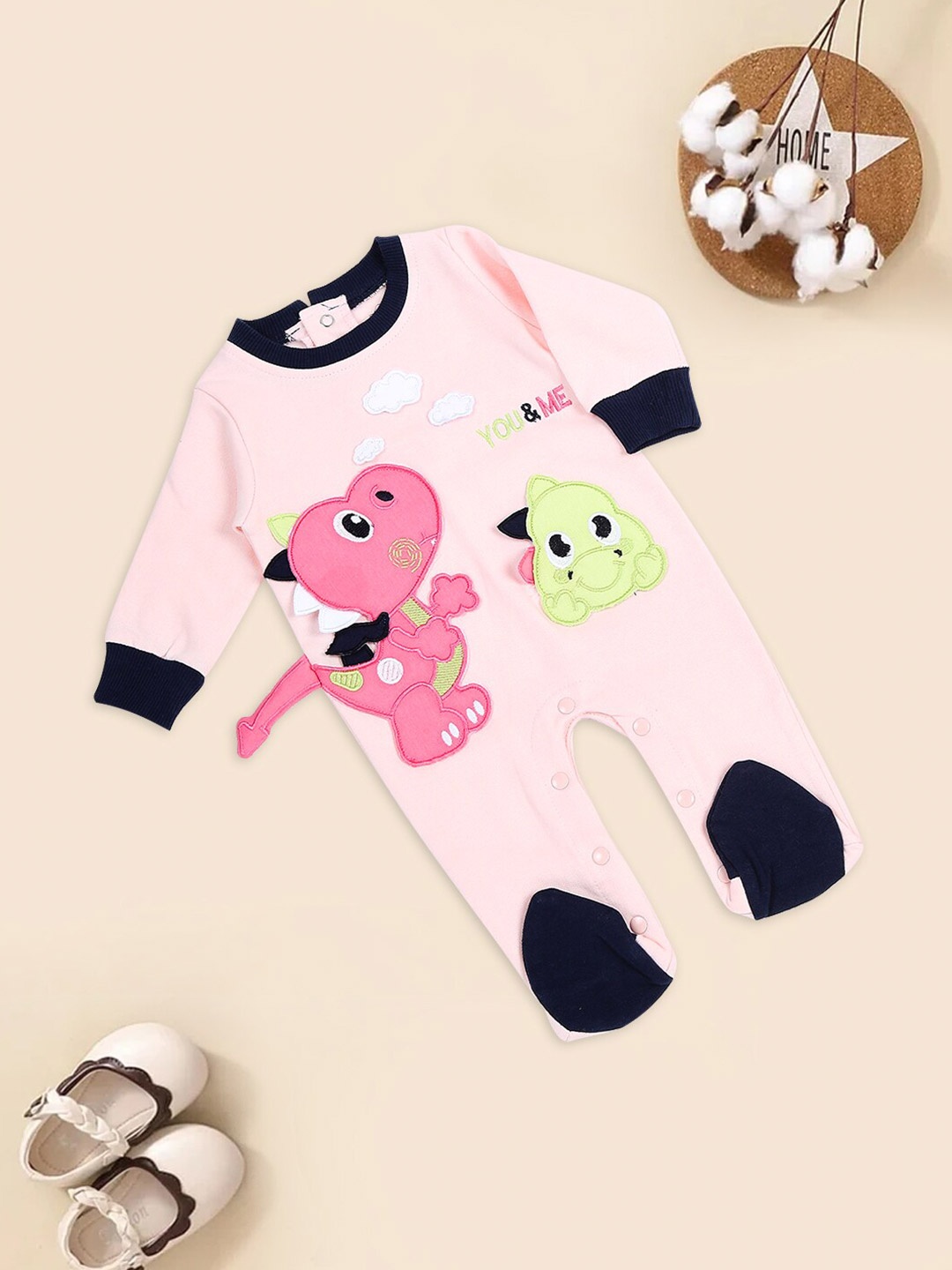 

MeeMee Infants Printed Cotton Rompers, Pink