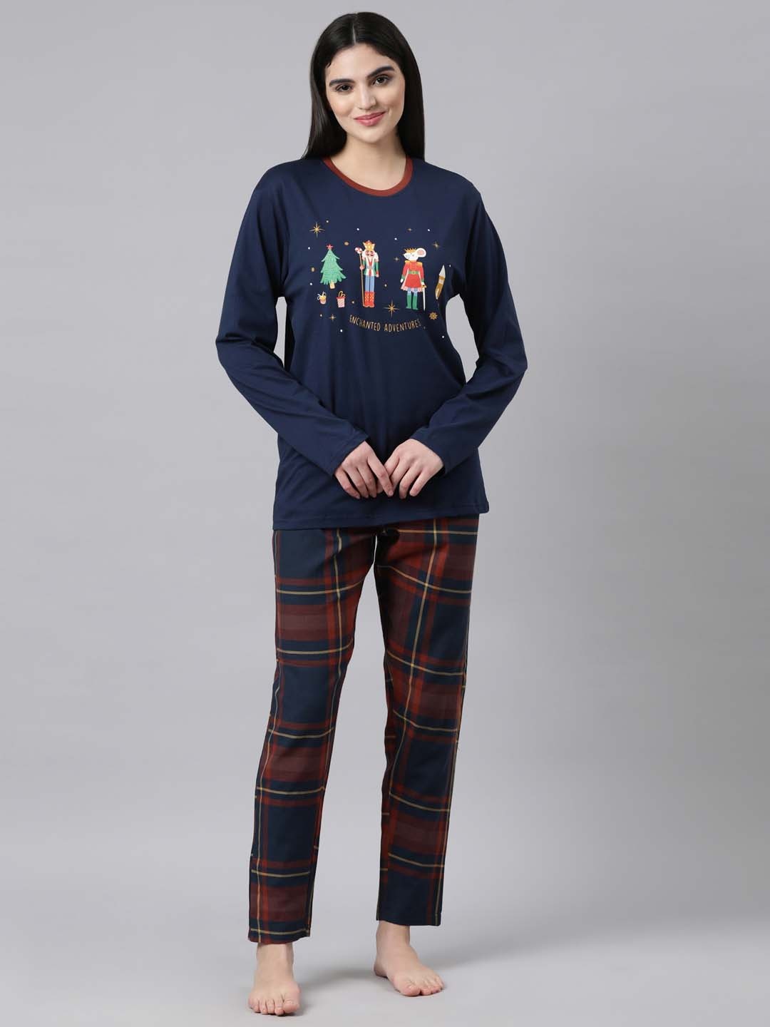 

Nap Chief Unisex Graphic Printed Pure Cotton Night suit, Navy blue
