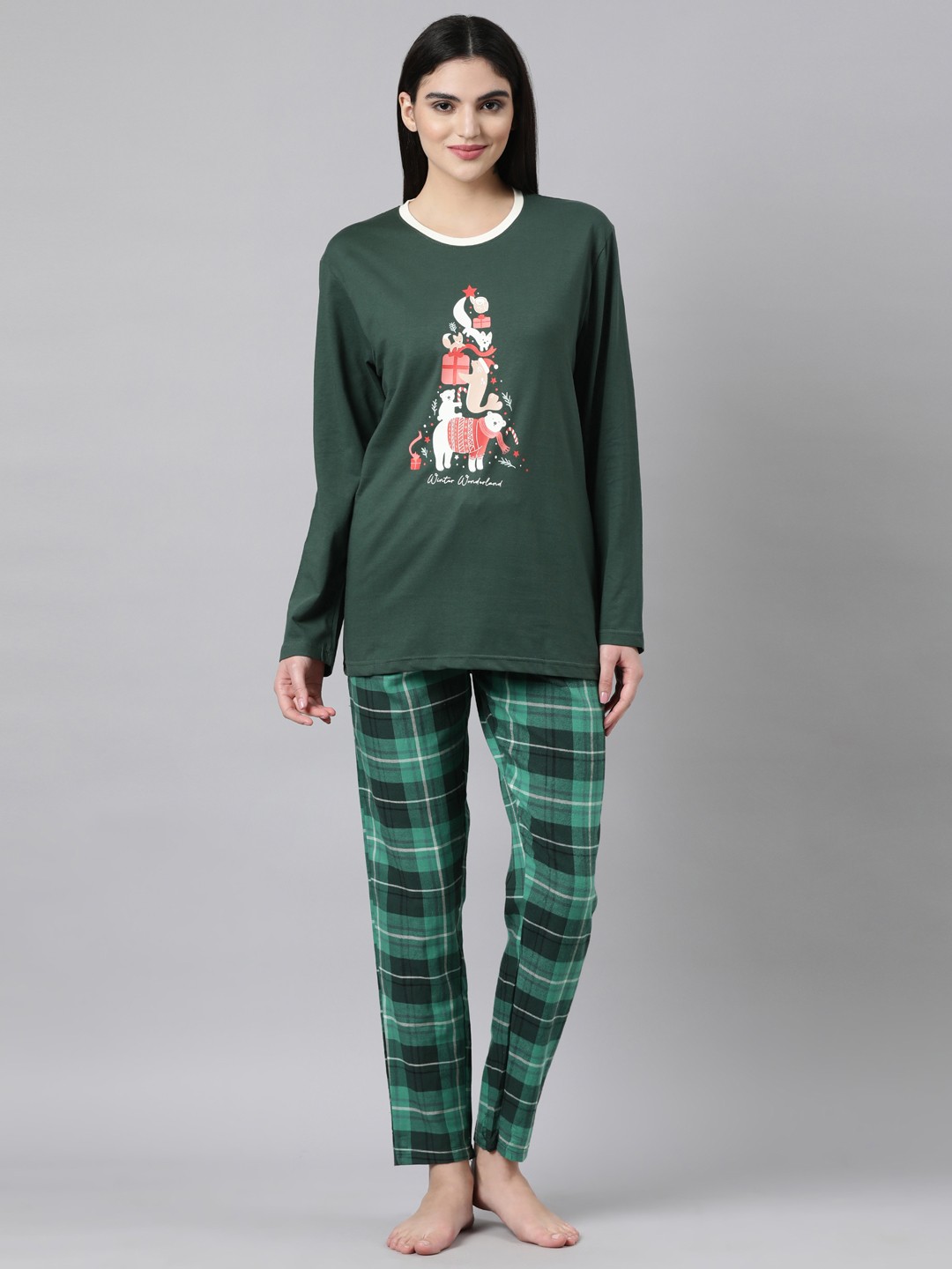 

Nap Chief Unisex Graphic Printed Pure Cotton Night suit, Green