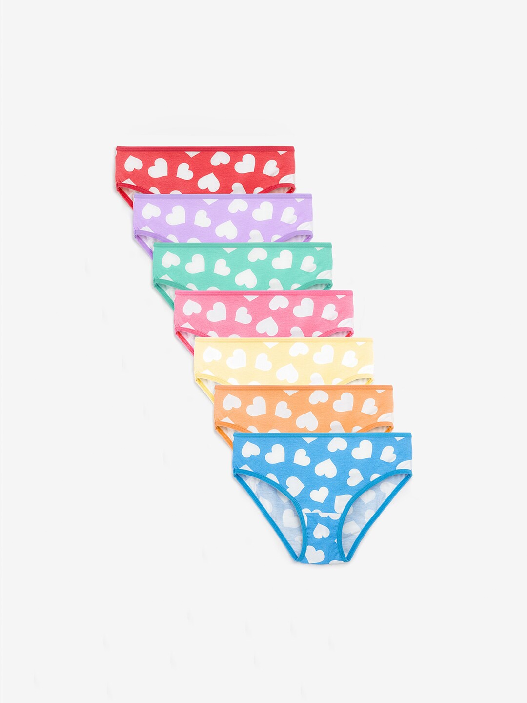 

Charm n Cherish Girls Pack Of 7 Geometric Printed Mid-Rise Basic Briefs, Red