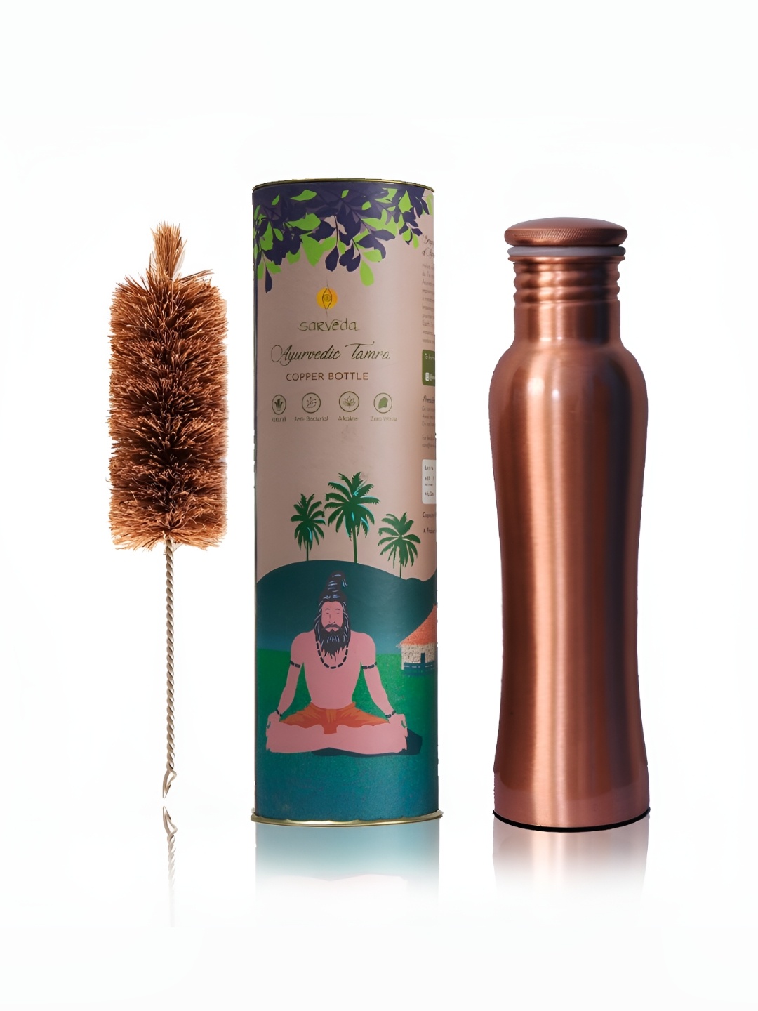 

Sarveda CopperToned Single Water Bottle with Cleaning Brush 1L, Copper