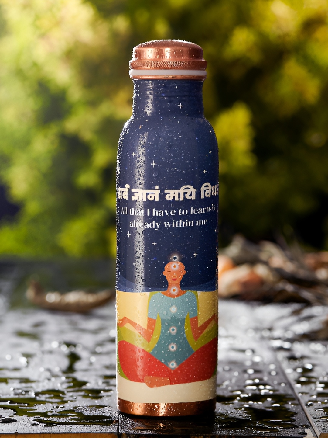 

Sarveda CopperToned & Blue Single Printed Water Bottle 1L, Copper