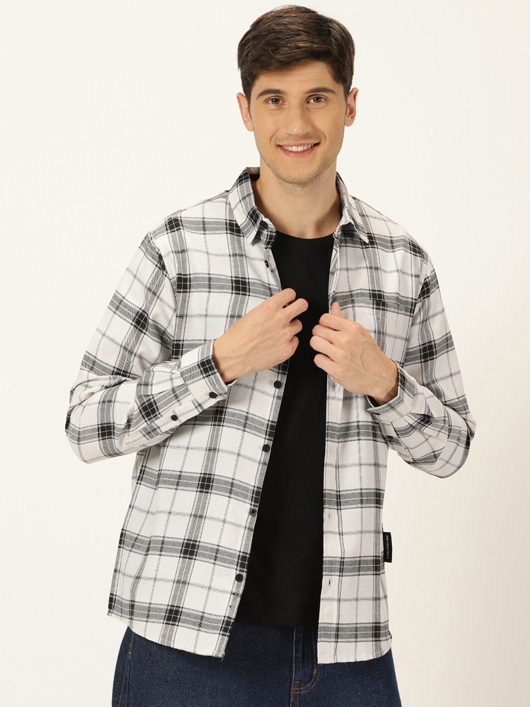 

Metronaut Tartan Checked Classic Slim Fit Opaque Casual Shirt, White