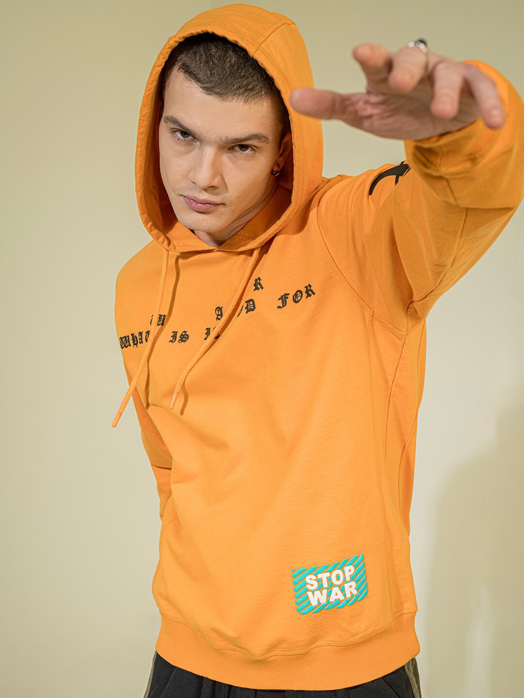 

PUNK Typography Printed Pullover Cotton Sweatshirt, Orange