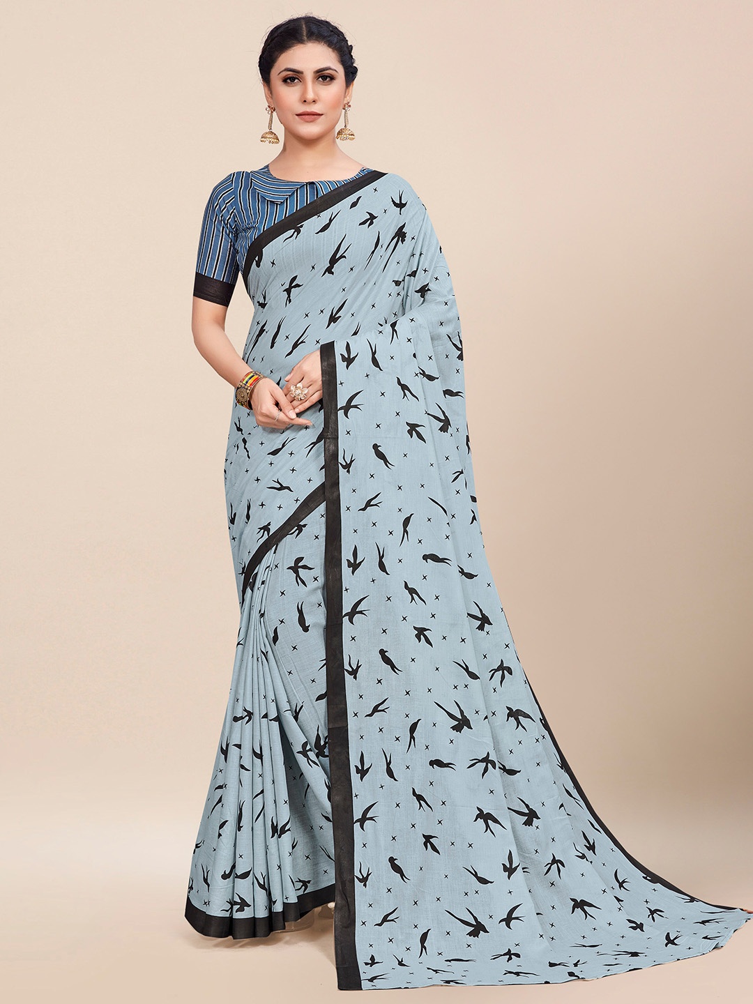 

RADHA LAKSHMI Pure Cotton Ikat Saree, Blue