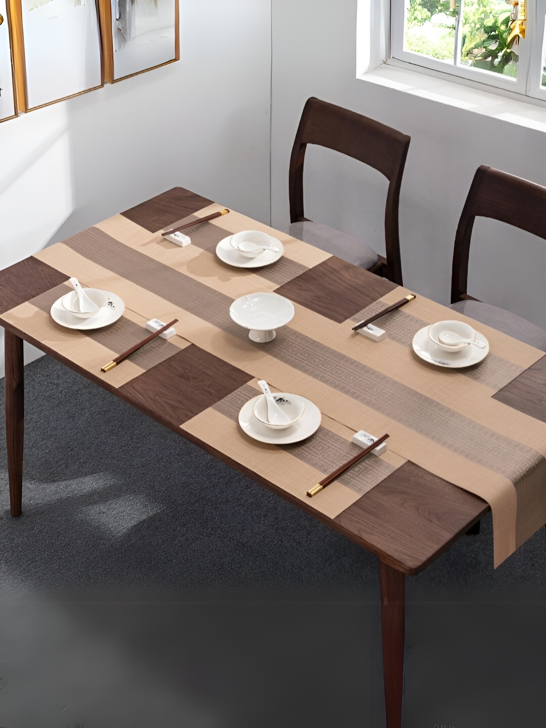 

YELONA Beige 7 Pieces Textured Rectangular Table Placemats & Runner