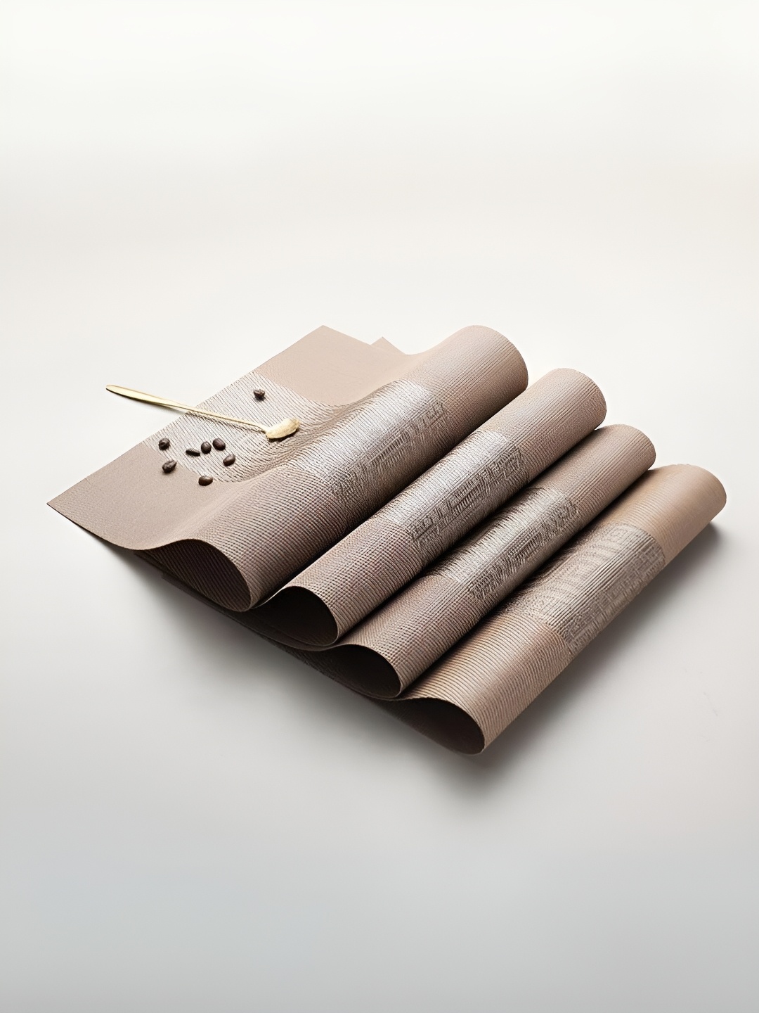 

YELONA Brown 10 Pieces Textured Rectangular Table Placemats, Camel brown