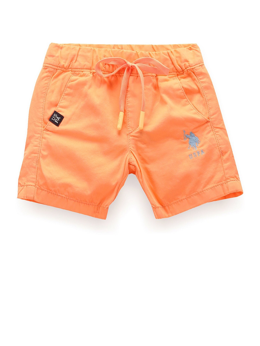 U.S. Polo Assn. Kids Boys Mid-Rise Pure Cotton Shorts, Orange