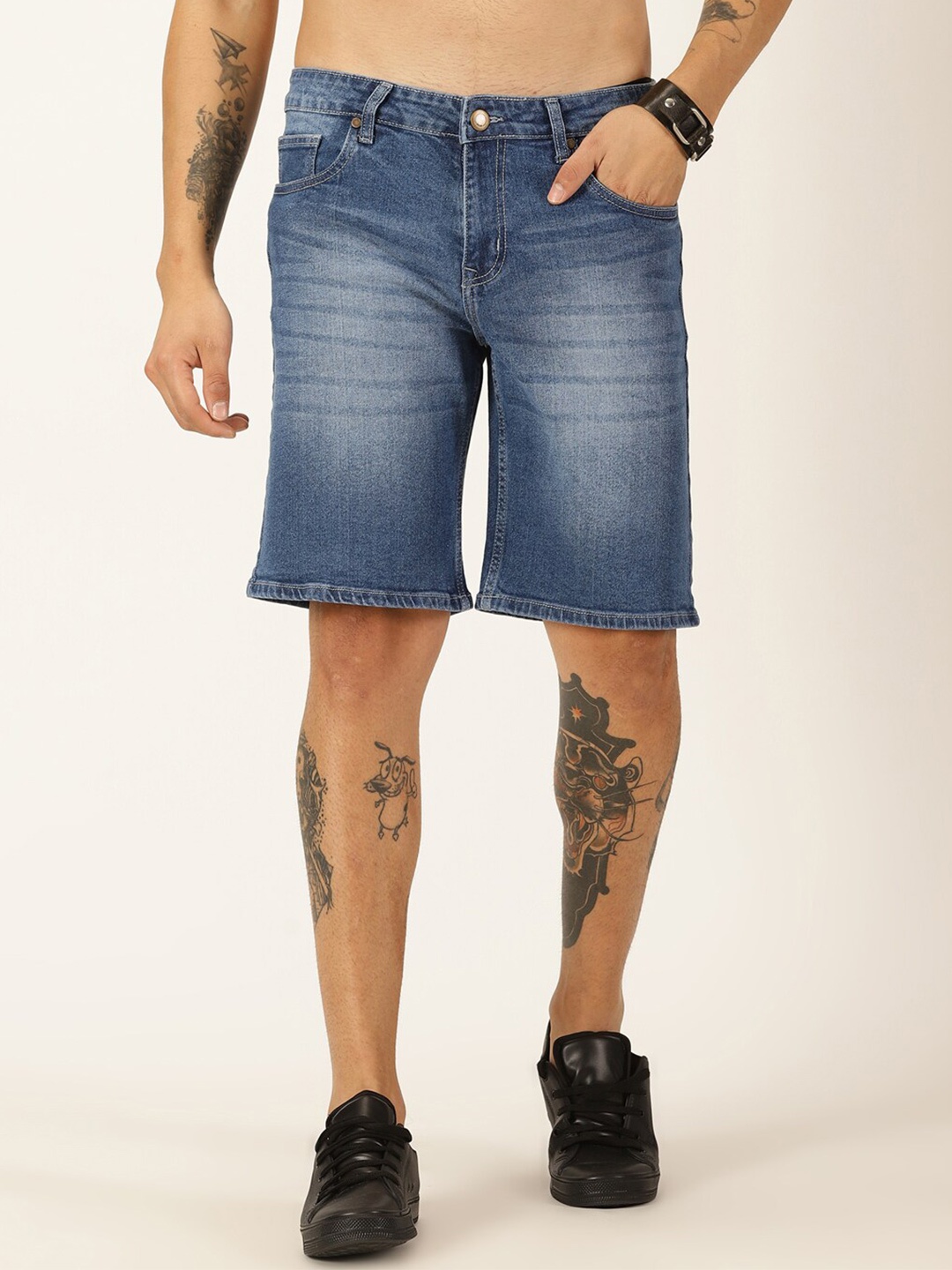 

Mast & Harbour Men Slim Fit Denim Shorts, Blue